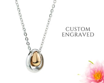Urn Necklace for Human Ashes Custom Engraved | Teardrop Urn Necklace | Cremation Memorial Jewelry | Human Ashes Keepsake | Pendant for Ashes