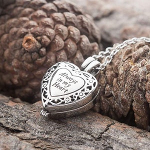 Always in my Heart Locket Urn Necklace | Urn Necklace | Cremation Locket Necklace | Heart Urn | Urns for Human Ashes | Cremation Jewelry