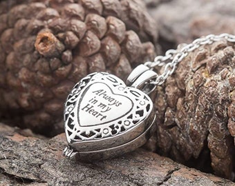 Always in my Heart Locket Urn Necklace | Urn Necklace | Cremation Locket Necklace | Heart Urn | Urns for Human Ashes | Cremation Jewelry