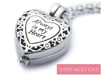Immer in meinem Herzen Locket Urne Halskette | Urne Halskette | Feuerbestattung Locket Halskette | Herz-Urne | Urnen für menschliche Asche | Feuerbestattung Schmuck