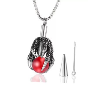 Urn Necklace for Human or Pet Ashes for Him | Dragon Claw Necklace | Cremation Locket | Cremation Jewelry | Memorial Jewelry | Sympathy Gift