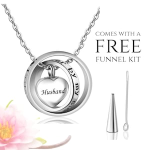 Husband Engraved Urn Necklace | Cremation Jewelry | Memorial Necklace | Loss of Husband Urn Necklace | Cremation Necklace for Woman