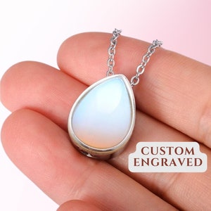 Opalite Urn Necklace | Personalized Teardrop Urn Necklace | Cremation Jewelry | Memorial Necklace | Sympathy Gift | Mourning Jewelry Ash
