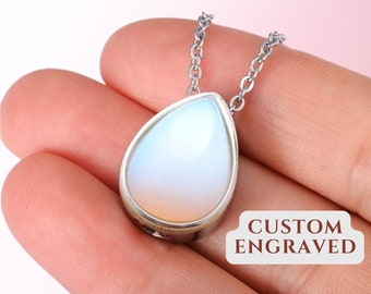 Collar de urna de opalita / Collar de urna de lágrima personalizado / Joyería de cremación / Collar conmemorativo / Regalo de condolencia / Joyería de luto Ceniza
