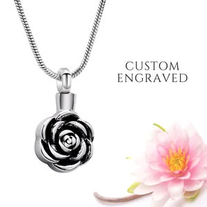 Rose Urn Necklace for Human Ashes for Woman | Personalized Flower Cremation Memorial Urn Necklace Jewelry | Loss of Loved One Sympathy Gift