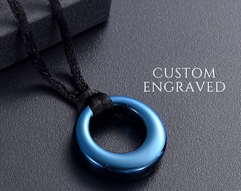 Urn Necklace for Human or Pet Ashes for Him Custom Engraved | Eternity Circle of Life Cremation Necklace | Cremation Locket | Sympathy Gift