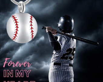 Baseball Necklace | Urn Necklace | Cremation Necklace | Mens Urn Necklace | Urn for Human Ashes | Cremation Jewelry | Memorial Necklace