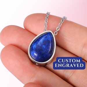 Lapis Lazuli Urn Necklace for Women | Teardrop Urn for Ashes | Cremation Jewelry | Memorial Necklace | Sympathy Gift | Mourning Jewelry Ash