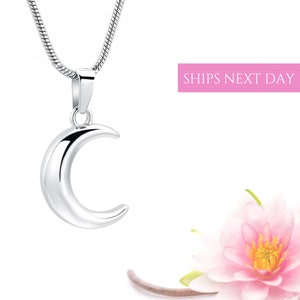 Urn Necklace for Human Pet Ashes for Him | Crescent Moon Cremation Jewelry for Ashes | Cremation Jewelry | Memorial Jewelry | Sympathy Gift