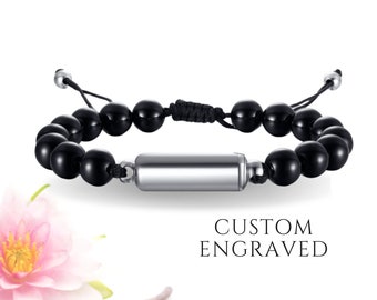 Pulsera de urna para cenizas humanas o de mascotas, grabada a medida, para hombre, conmemorativa de cremación, joya conmemorativa de cremación, regalo de condolencia.