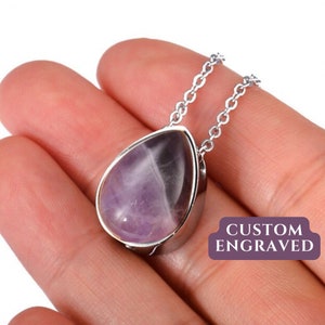 Teardrop Urn Necklace for Ashes | Amethyst Urn Necklace for Women | Cremation Jewelry | Memorial Necklace | Sympathy Gift | Mourning Jewelry