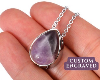 Collar de urna de lágrima para cenizas / Collar de urna de amatista para mujeres / Joyería de cremación / Collar conmemorativo / Regalo de simpatía / Joyería de luto
