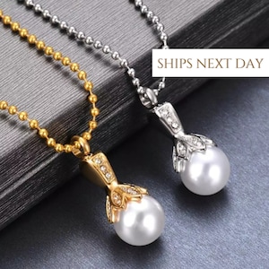 Pearl Urn Necklace | Urn Necklace for Human or Pet Ashes | Cremation Jewelry | Memorial Necklace | Sympathy Gift | Ashes Keepsake for Women