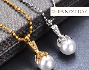 Collar de Urna de Perlas / Collar de Urna para Cenizas Humanas o de Mascotas / Joyas de Cremación / Collar Conmemorativo / Regalo de Simpatía / Recuerdo de Cenizas para Mujeres