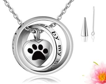 Urn Necklace | Pet Ashes Necklace | Pet Ashes Jewelry Keepsake | Dog Urn Necklace | Pet Sympathy Gift | Paw Necklace | Pet Bereavement Gift