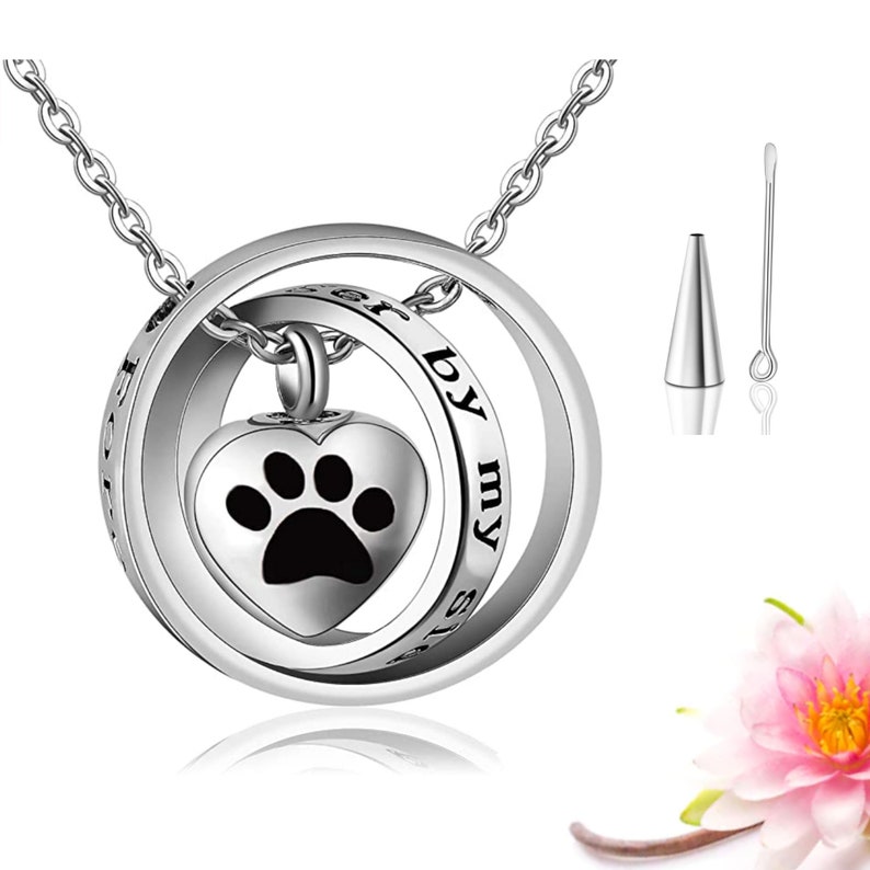 Urn Necklace | Pet Ashes Necklace | Pet Ashes Jewelry Keepsake | Dog Urn Necklace | Pet Sympathy Gift | Paw Necklace | Pet Bereavement Gift image 1