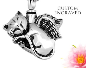 Collar de urna para cenizas humanas o de mascotas / Regalo conmemorativo de gatos / Joyería de cenizas de mascotas / Collar de cenizas de gato / Regalo de pérdida de gato / Joyería de cremación