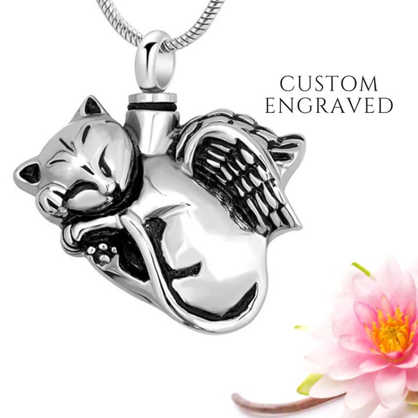 Urn Necklace for Human or Pet Ashes | Cat Memorial Gift | Pet Ashes Jewelry | Cat Ashes Necklace | Cat Loss Gift | Cremation Jewelry