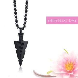 Arrowhead Necklace | Tribal Arrowhead Cremation Urn Necklace | Mens Urn Necklace | Urn Necklace for Human Ashes for Men | Cremation Jewelry