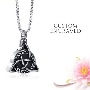 Celtic Knot Mens Urn Necklace for Human Ashes Man | Custom Engraved Cremation Memorial Locket Necklace | Jewelry Human Ashes | Gift for Him