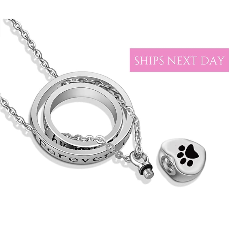 Urn Necklace | Pet Ashes Necklace | Pet Ashes Jewelry Keepsake | Dog Urn Necklace | Pet Sympathy Gift | Paw Necklace | Pet Bereavement Gift image 2