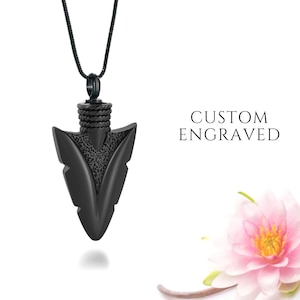 Arrowhead Urn Necklace | Personalized Engraved Jewelry Cremation Urn Necklace for Human Pet Ashes | Ash Urn Cremation Keepsake Jewelry