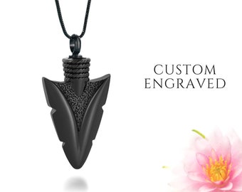 Arrowhead Urn Necklace | Personalized Engraved Jewelry Cremation Urn Necklace for Human Pet Ashes | Ash Urn Cremation Keepsake Jewelry