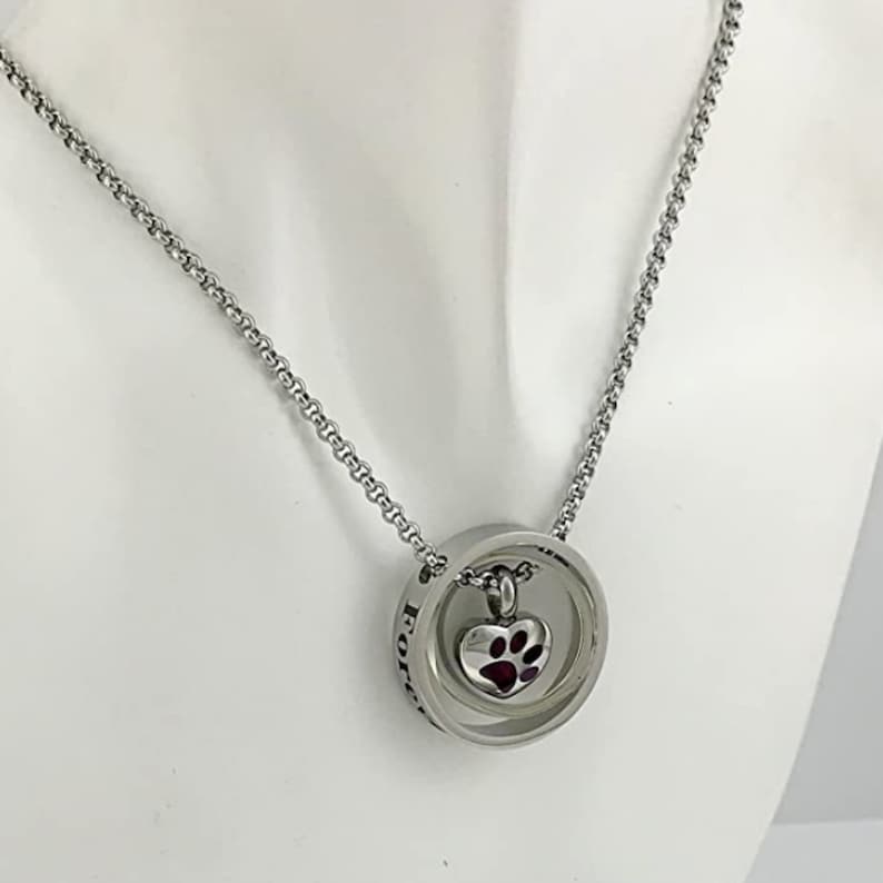 Urn Necklace | Pet Ashes Necklace | Pet Ashes Jewelry Keepsake | Dog Urn Necklace | Pet Sympathy Gift | Paw Necklace | Pet Bereavement Gift image 10