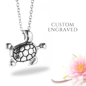 Sea Turtle Urn Necklace for Human or Pet Ashes Custom Engraved | Cremation Memorial Jewelry Locket Pendant | Keepsake Cremation Urn Necklace