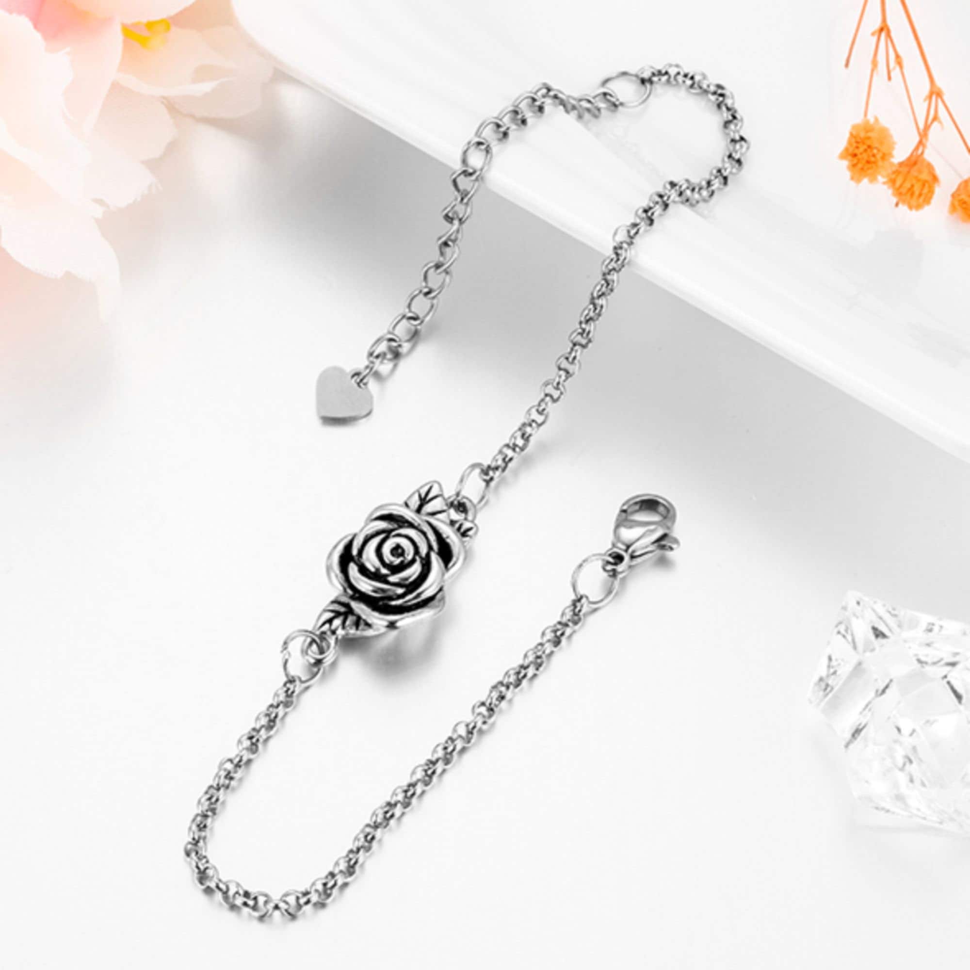 Bracciale Con Urna Portacenere A Forma Di Rosa – Gioiello Commemorativo In Acciaio Inox 316L Per Ceneri, Regolabile, Con Imbuto E Custodia Regalo - 6