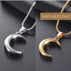 Urn Necklace for Human Pet Ashes for Him | Crescent Moon Cremation Jewelry for Ashes | Cremation Jewelry | Memorial Jewelry | Sympathy Gift