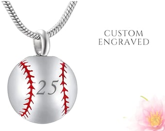 Collar de urna de béisbol personalizado / Collar de urna para cenizas humanas / Collar de urna para hombre / Joyería de cremación / Collar de cremación / Collar conmemorativo