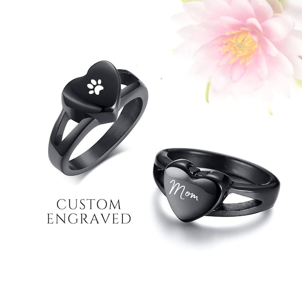 Cremation Ring for Human or Pet Ashes | Heart Cremation Ring for Women or Men | Locket Ring | Pet Cremation Jewelry | Pet Dog Memorial Ring