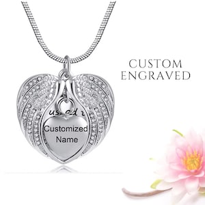 Angel Wings Urn Necklace for Human Ashes Personalized | Angel Wings Urn Pendant | Urn Angel Jewelry | Cremation Jewelry Necklace Custom