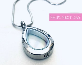 Teardrop Cremation Urn Necklace for Human or Pet Ashes | Cremation Jewelry | Memorial Jewelry | Sympathy Gift | Mourning Jewelry Ash