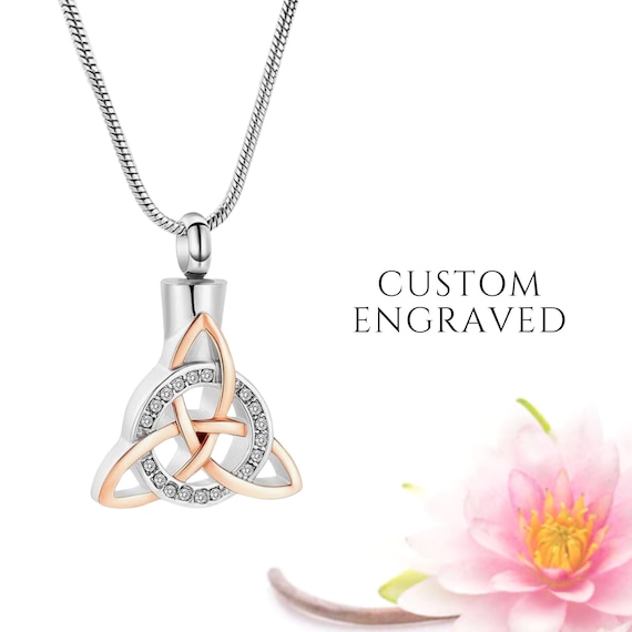 Celtic Knot Mens Urn Necklace for Human Ashes Man | Custom Engraved Cremation Memorial Locket Necklace | Jewelry Human Ashes | Gift for Him