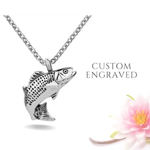 Collar de urna para cenizas humanas para hombres / Pescador Pescador Collar de urna de pesca Joyería de cremación Hombres / Collar de urna para hombre conmemorativo grabado Cenizas