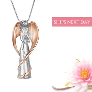 Angel Urn Necklace for Human Ashes | Angel Wings Pendant | Angel Wing Necklace | Rose Gold Cremation Jewelry Necklace | Necklace For Ashes