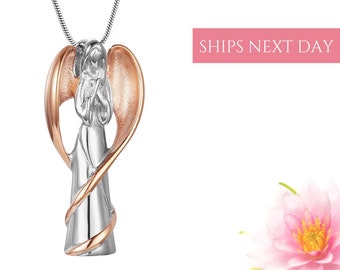 Angel Urn Necklace for Human Ashes | Angel Wings Pendant | Angel Wing Necklace | Rose Gold Cremation Jewelry Necklace | Necklace For Ashes