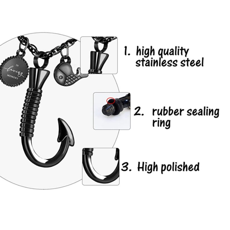 Fish Hook Urn Necklace for Ashes Cremation Pendant Fishing Etsy