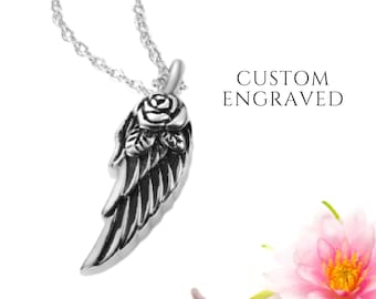 Urn Necklace for Human Ashes | Angel Wing Necklace Personalized | Urn Necklace | Urn Angel Jewelry | Cremation Necklace | WIngs Pendant