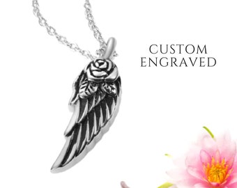 Urne Halskette für menschliche Asche | Engelsflügel Halskette personalisiert | Urne Halskette | Urne Engel Schmuck | Feuerbestattung Halskette | Flügel Anhänger