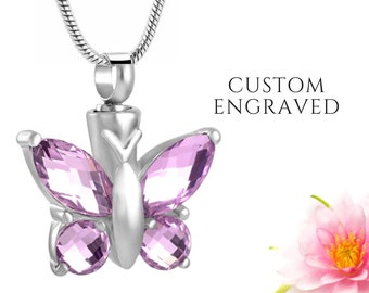 Butterfly Urn Necklace | Personalized Butterfly Urn Pendant Cremation Jewelry | Cremation Necklace | Memorial Necklace | Miscarriage Gift