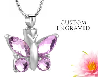 Collar de urna de mariposa / Colgante de urna de mariposa personalizado / Joyería de cremación / Collar de cremación / Collar conmemorativo / Regalo de aborto espontáneo