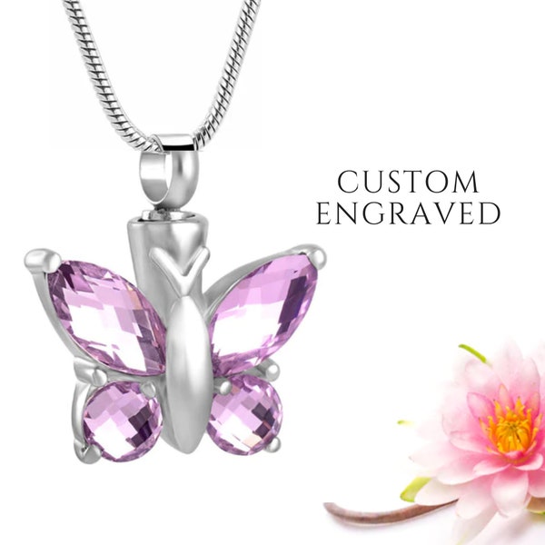 Butterfly Urn Necklace | Personalized Butterfly Urn Pendant Cremation Jewelry | Cremation Necklace | Memorial Necklace | Miscarriage Gift