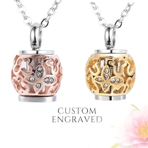 Urn Necklace for Human or Pet Ashes | Custom Engraved Pendant Butterfly Urn Necklace | Cremation Jewelry | Memorial Jewelry | Sympathy Gift