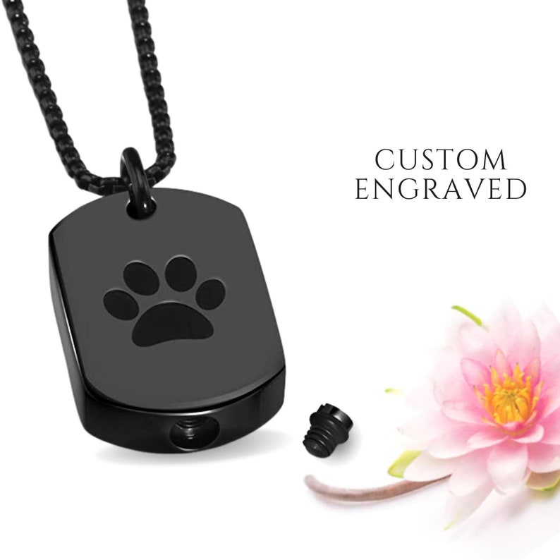 This Pet Urn Necklace for ashes crafted in stainless steel will never tarnish or fade away. Keep your pets with you always.
