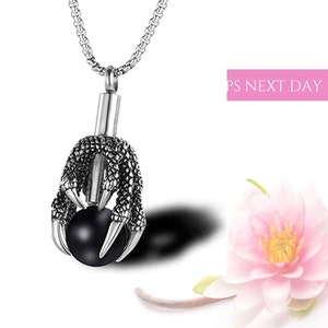 Urn Necklace for Human or Pet Ashes for Him | Dragon Claw Necklace | Mens Urn Necklace | Cremation |Memorial Jewelry | Sympathy Gift