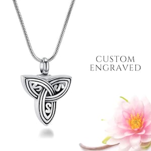 Celtic Urn Necklace for Man | Custom Engraved Memorial Mens Urn Necklace for Human Ashes | Jewelry Human Ashes Keepsake Necklace for Man