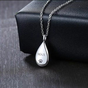 Urn ketting voor as van mens of huisdier op maat gegraveerd - druppelvormige urn ketting - crematie sieraden - herdenkingssieraden - sympathie cadeau